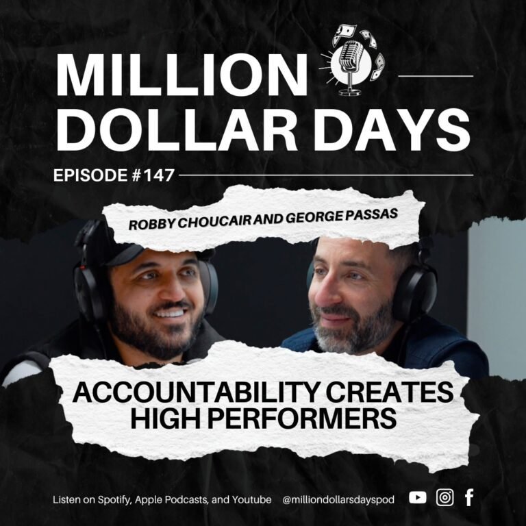 Podcast episode graphic exploring how accountability creates high performers in business and life.